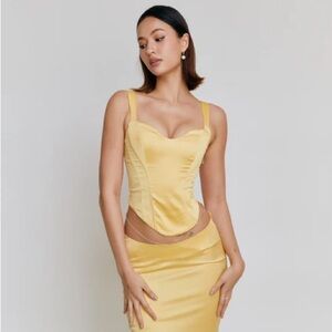 MixedGals Naomi Satin Corset Yellow Gold NWT